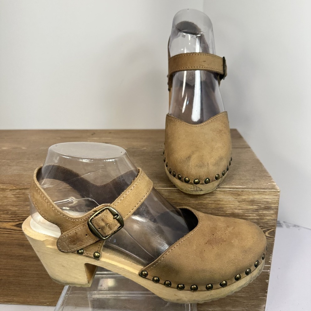 Ugglebo Studded Leather Platform Clog Sandals Womens EU 38 US 7.5-8 Sweden Boho